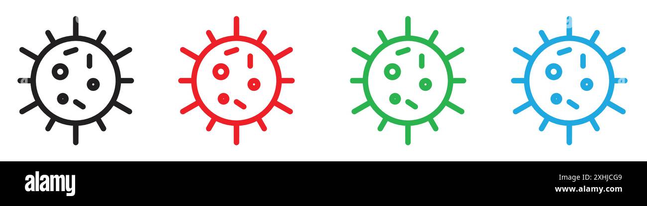 Icône de bactéries vecteur d'art de ligne noire dans le signe de collection d'ensemble de contour noir et blanc Illustration de Vecteur