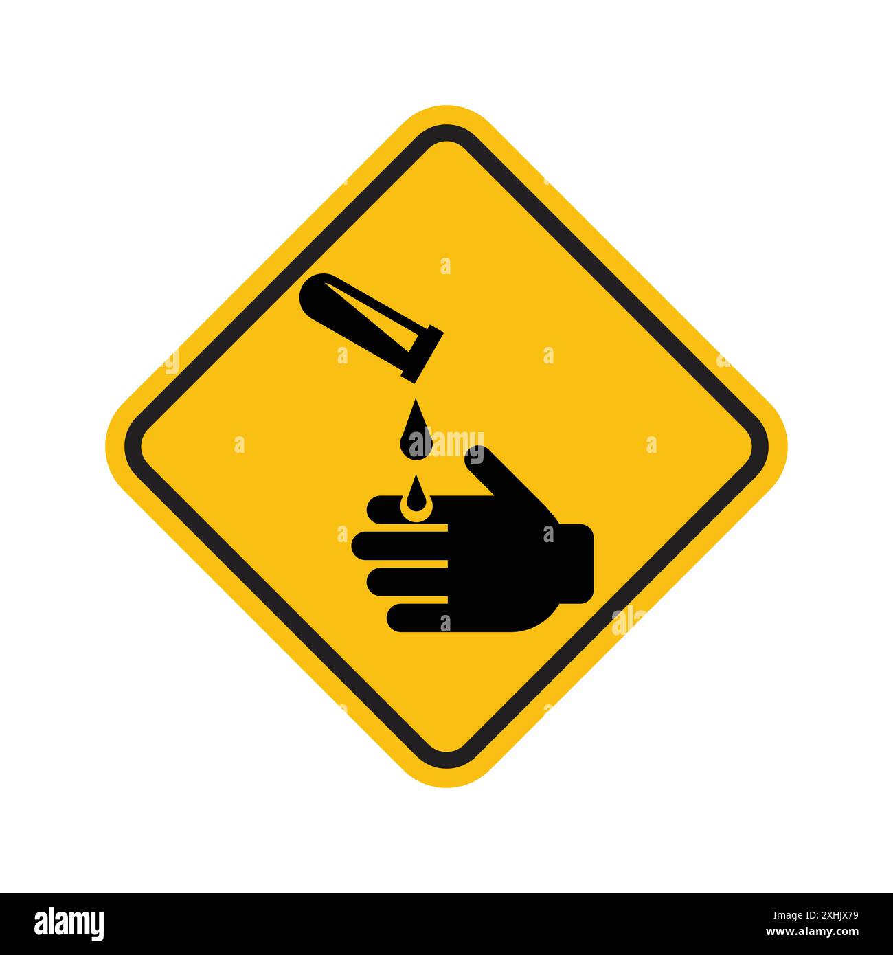 Panneau de danger de brûlures chimiques Black line art vector en noir et blanc affiche de collection de mise en place de contour Illustration de Vecteur