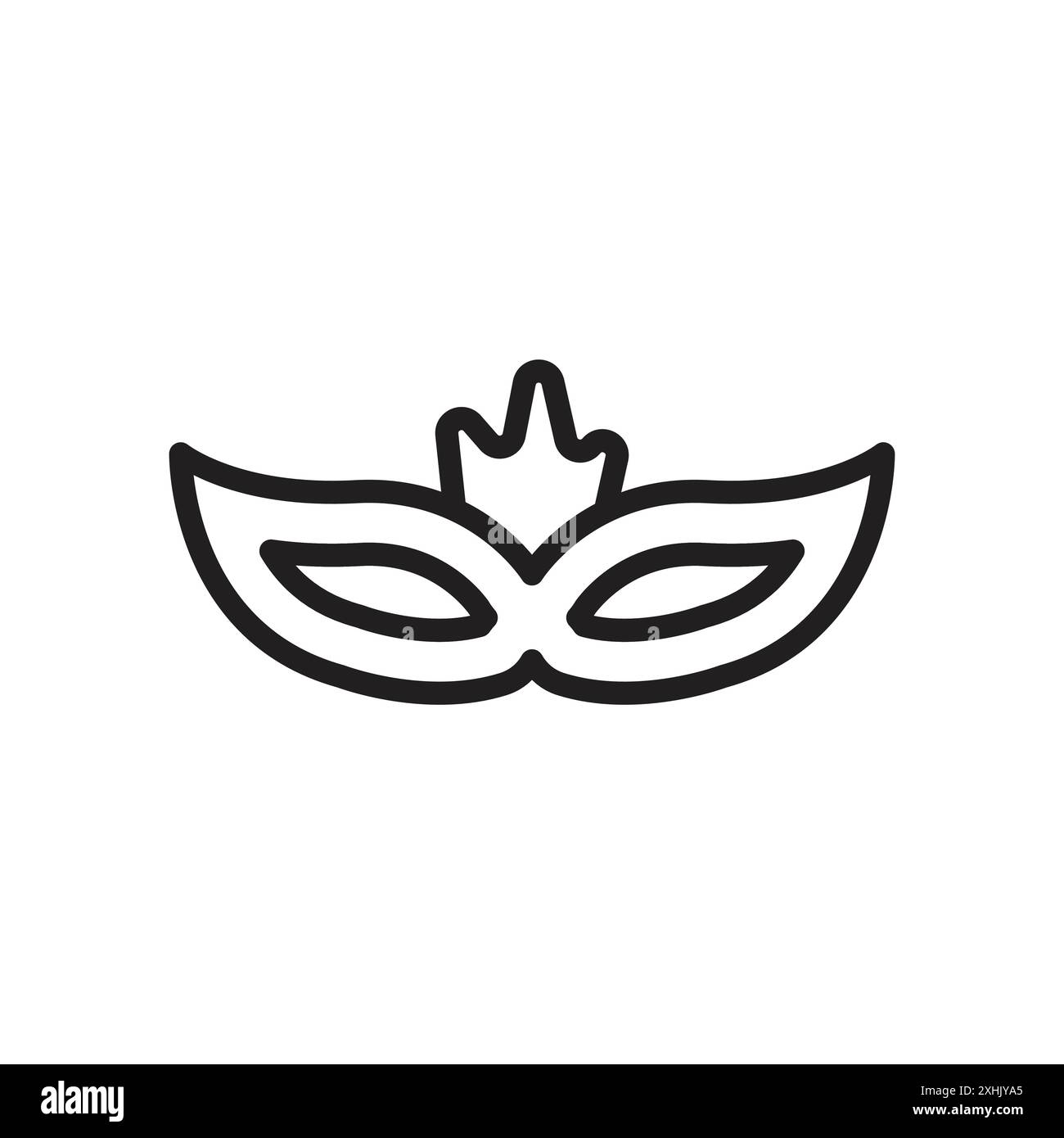 Masque pour icône de célébration de carnaval du brésil vecteur d'art de ligne noire en noir et blanc contour set signe de collection Illustration de Vecteur