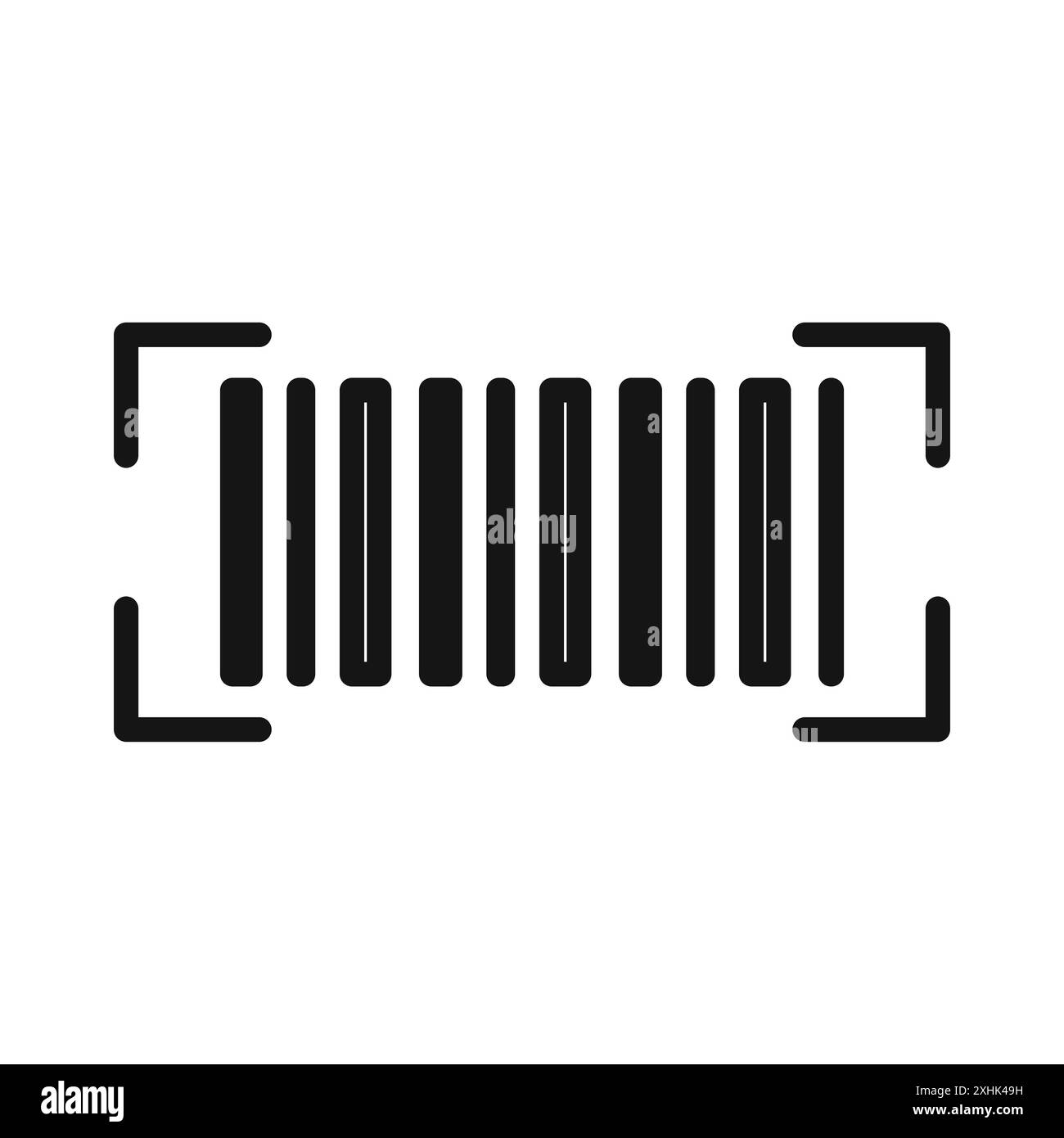 Icône de lecture de code à barres vecteur d'art de ligne noire dans le signe de collection d'ensemble de contour noir et blanc Illustration de Vecteur