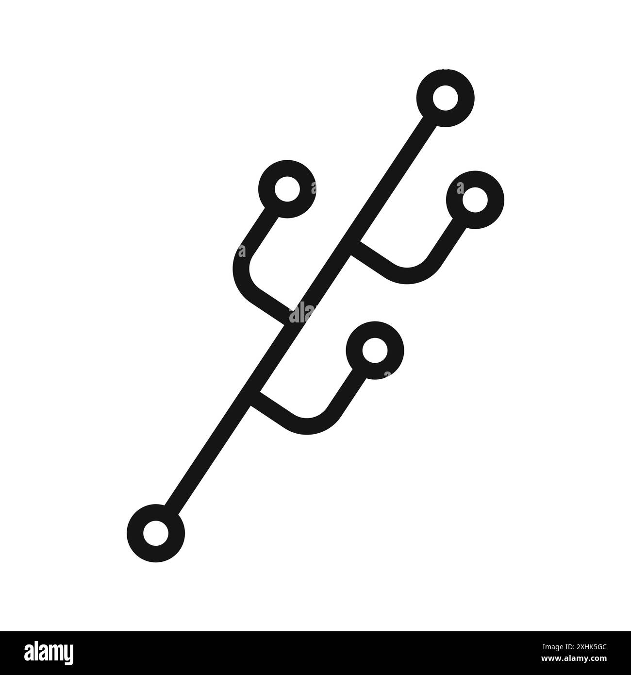 Icône de branche de code vecteur d'art de ligne noire dans le signe de collection d'ensemble de contour noir et blanc Illustration de Vecteur