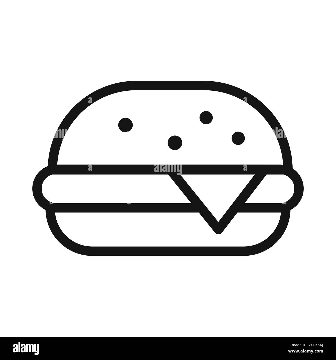 Icône Hamburger vecteur d'art de ligne noire en noir et blanc contour set signe de collection Illustration de Vecteur