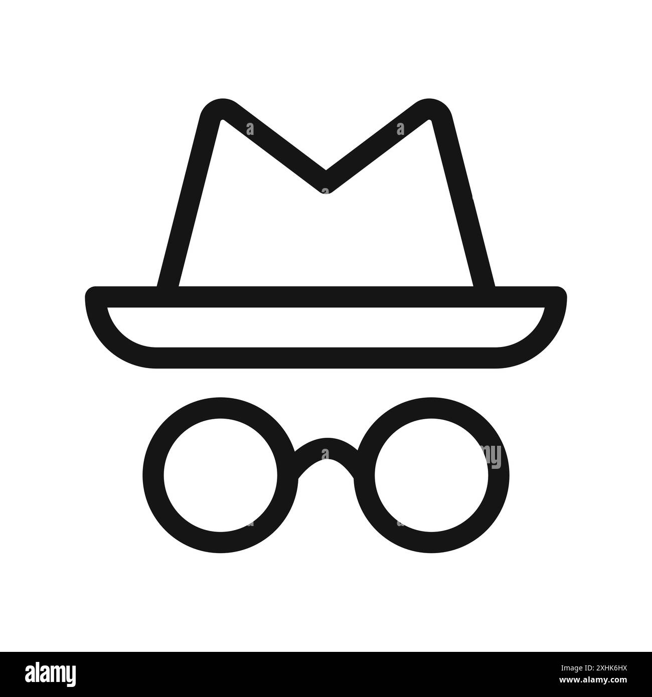 Incognito icône vecteur d'art de ligne noire en noir et blanc contour set signe de collection Illustration de Vecteur