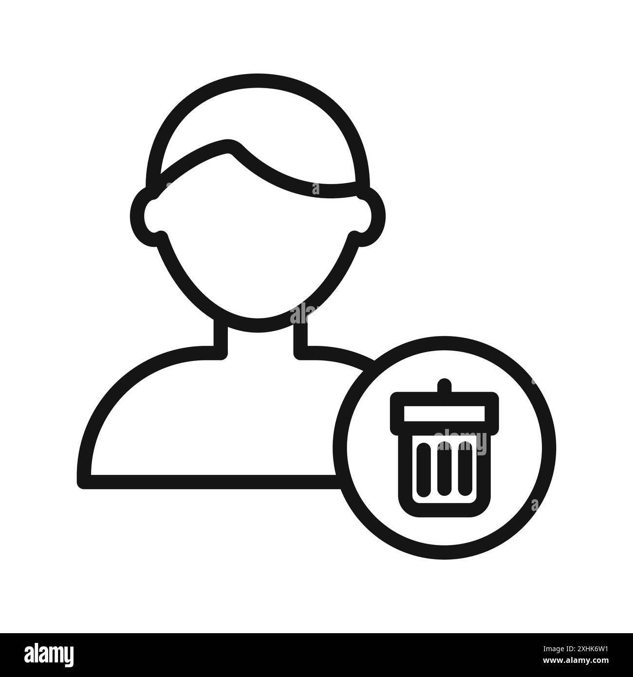Supprimer l'icône de l'utilisateur vecteur d'art de ligne noire dans le panneau de collection de contour noir et blanc Illustration de Vecteur