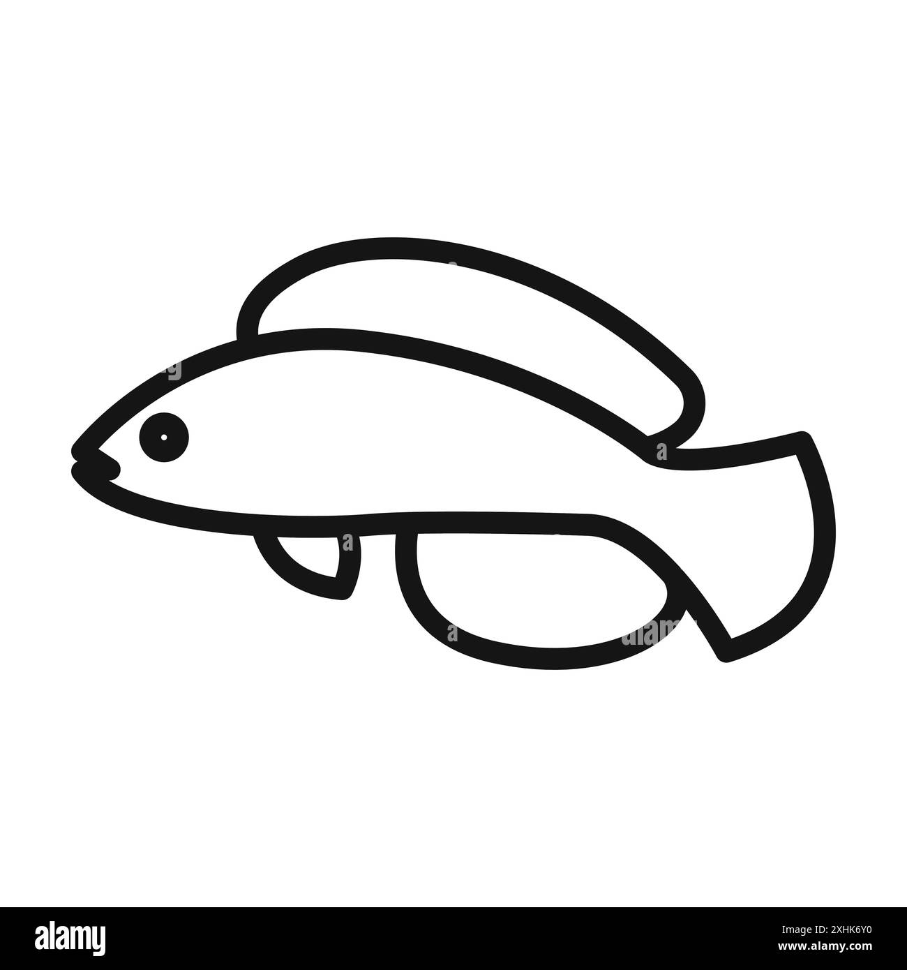 Icône de poisson vecteur d'art de ligne noire dans le signe de collection d'ensemble de contour noir et blanc Illustration de Vecteur