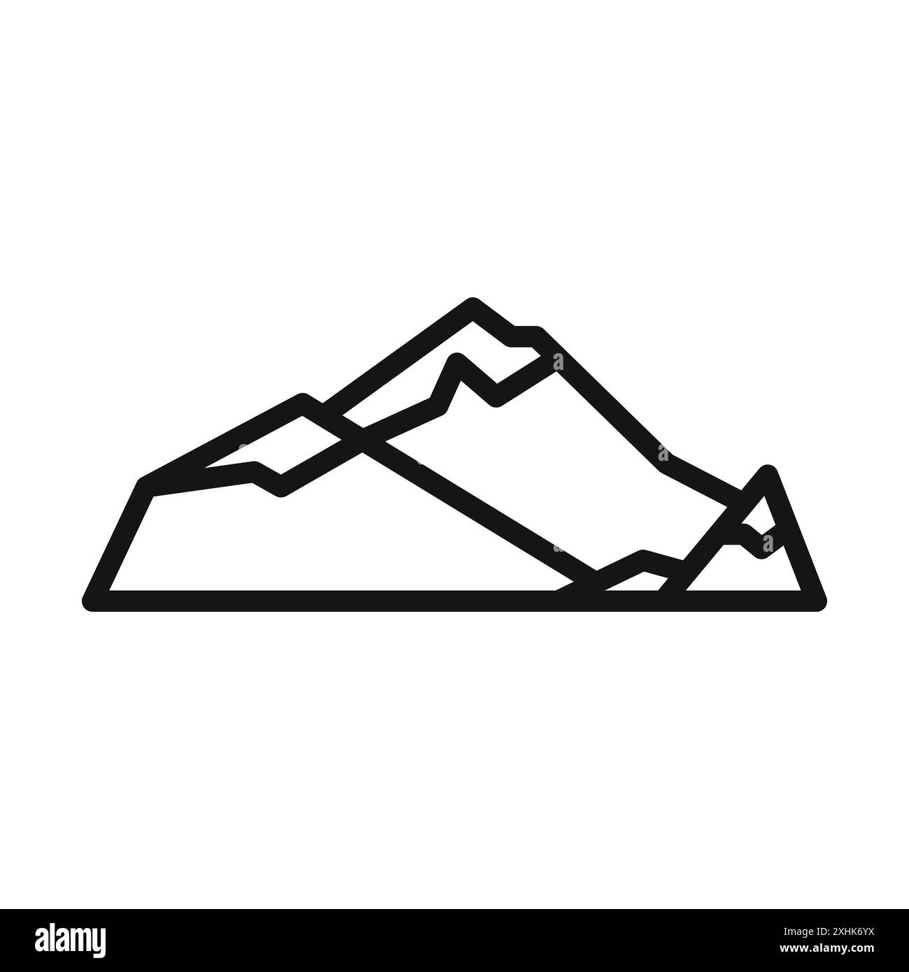 Icône de montagnes vecteur d'art de ligne noire en noir et blanc contour set signe de collection Illustration de Vecteur