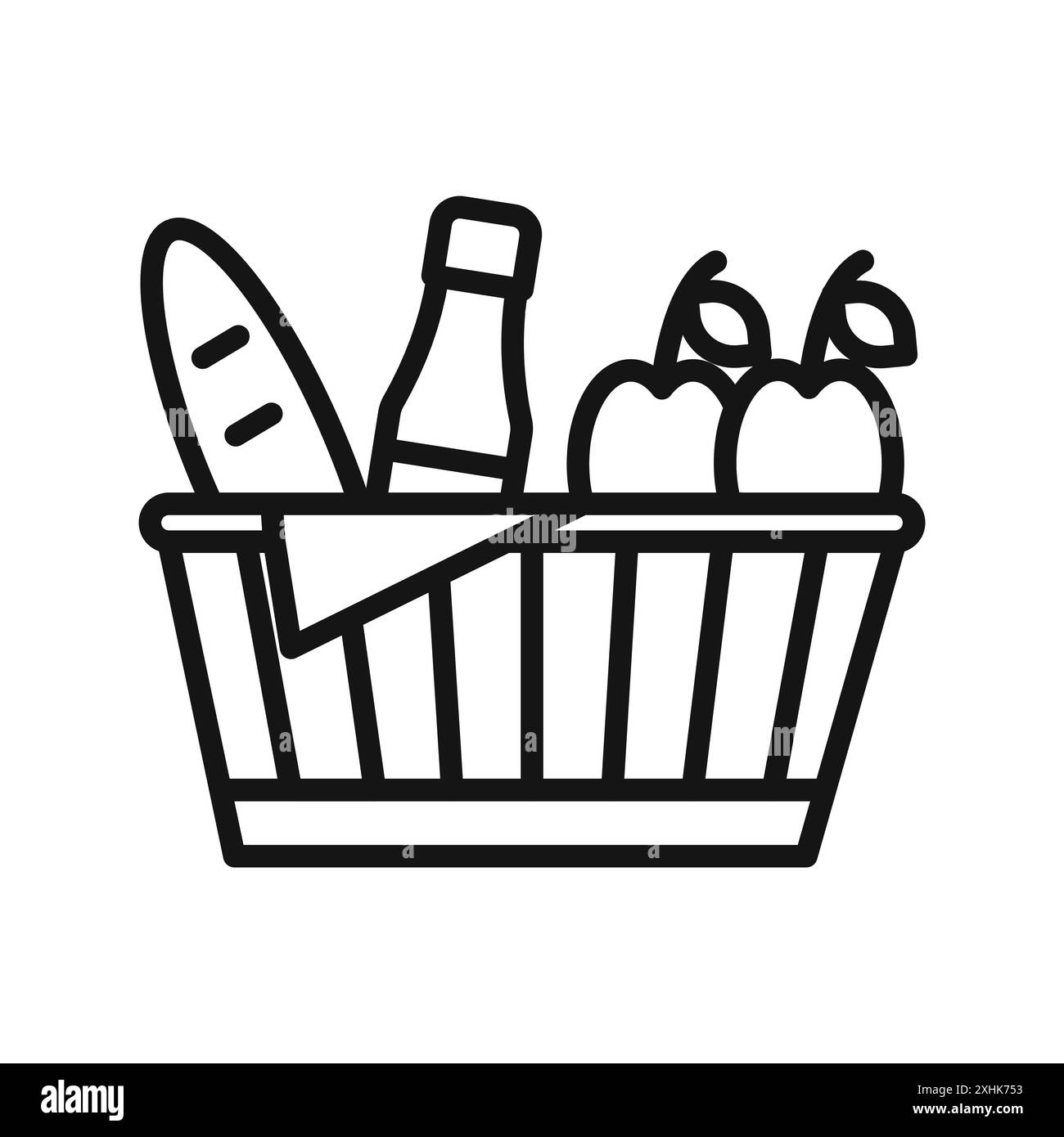 Icône de pique-nique vecteur d'art de ligne noire dans le signe de collection d'ensemble de contour noir et blanc Illustration de Vecteur