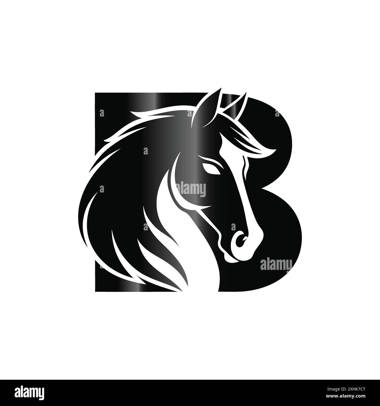 Lettre B tête de cheval logo de luxe et conception de modèle d'illustration vectorielle d'icône. Illustration de Vecteur