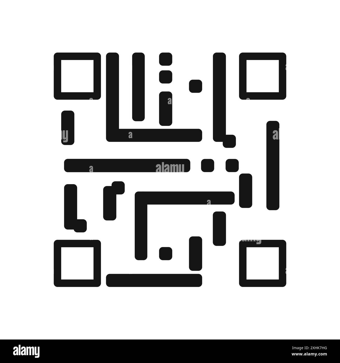 QRCode icône vecteur d'art de ligne noire en noir et blanc contour set signe de collection Illustration de Vecteur