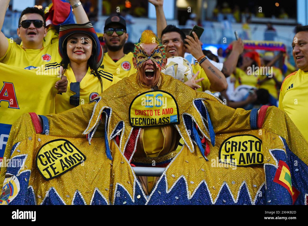 14 juillet 2024 : Miami Gardens, Floride, USA : fans de Col&#xf4;mbia, Copa America finals match entre Columbia et Argentine au Hard Rock Stadium de Miami Gardens, Floride. Banque D'Images