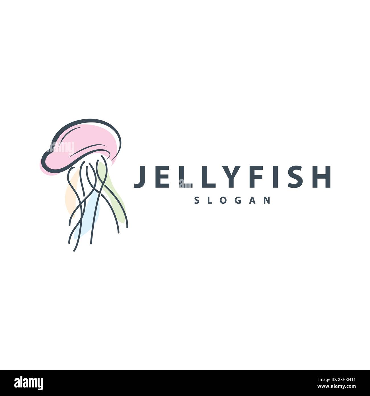 Logo Jellyfish conception d'animaux de mer avec inspiration de marque de produit modèle vectoriel de ligne minimaliste simple Illustration de Vecteur