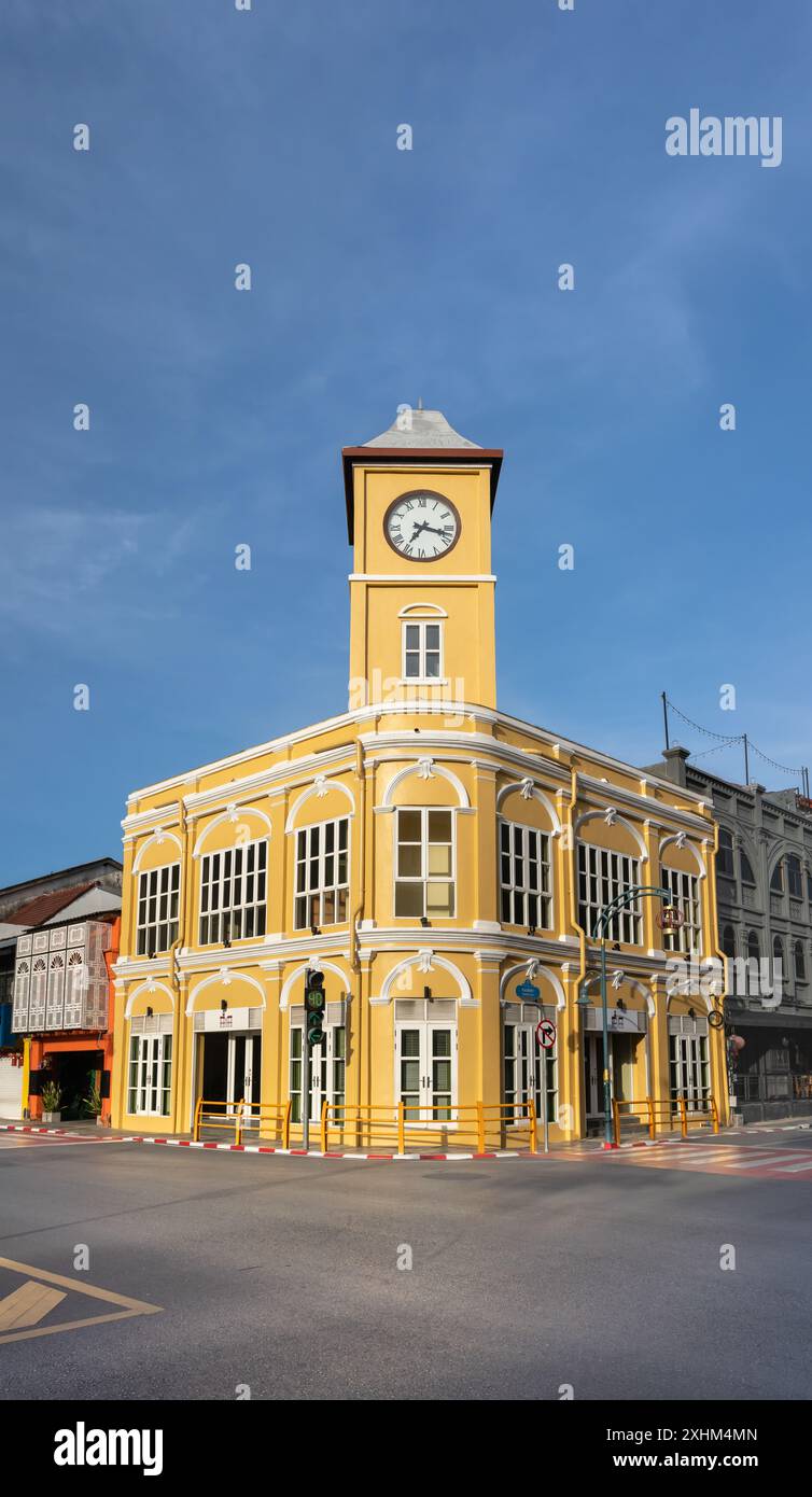 Phuket vieille ville avec de vieux bâtiments dans la restauration de style portugais sino est une destination touristique très célèbre de Phuket. Banque D'Images