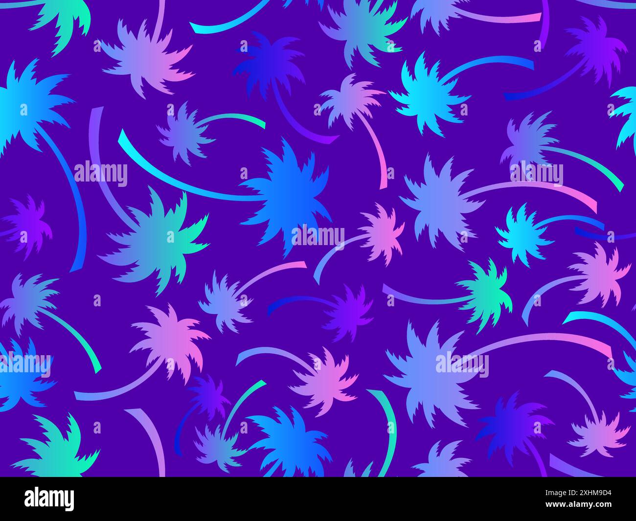 Motif sans couture de palmiers. Palmiers dégradés colorés. Fond avec motif tropical de palmiers. Heure d'été. Conception pour fonds d'écran, bannières Illustration de Vecteur