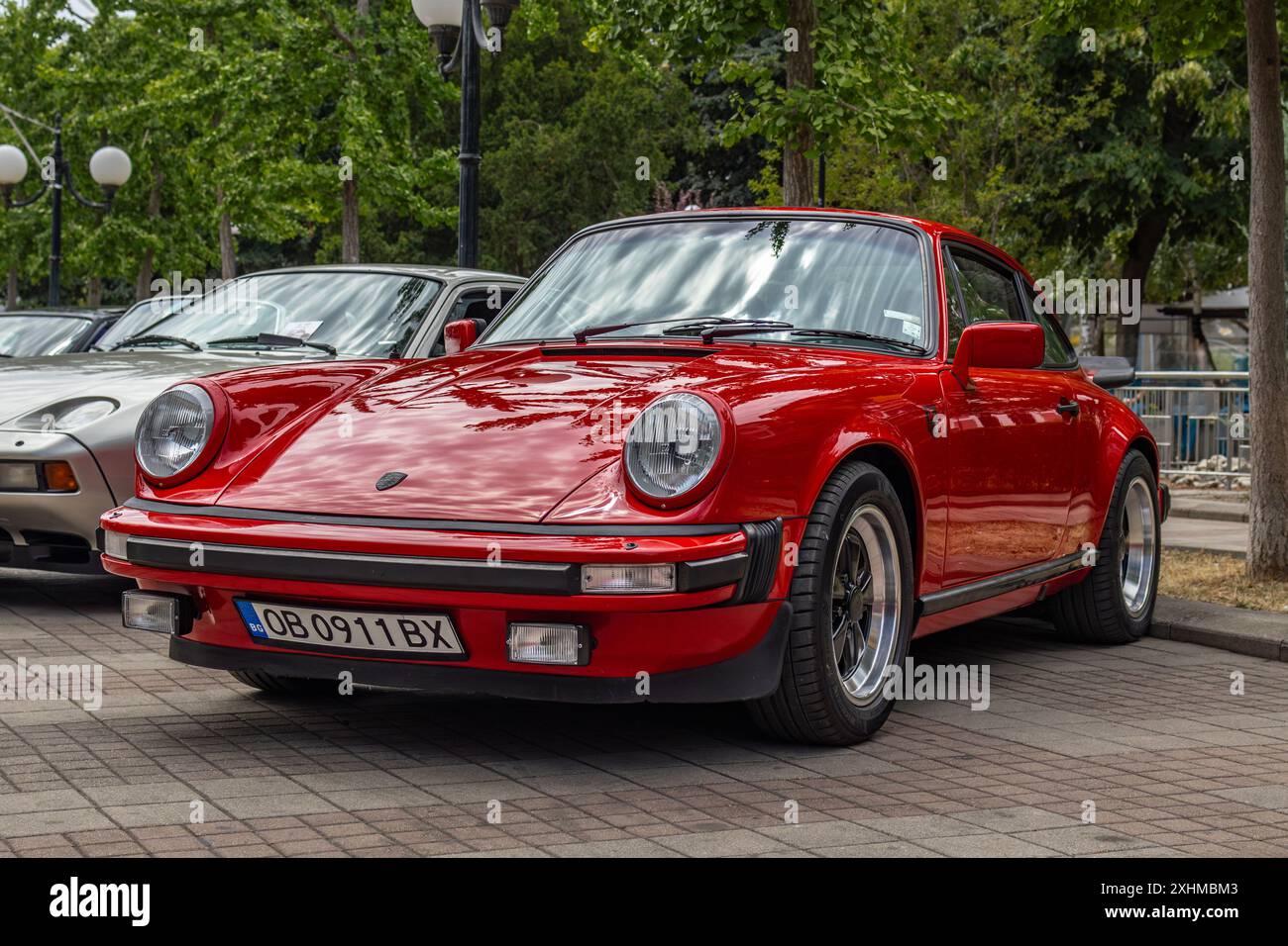 Rouge rétro Porsche 911 sur Classic Cars événement à Pomorie, Bulgarie Banque D'Images