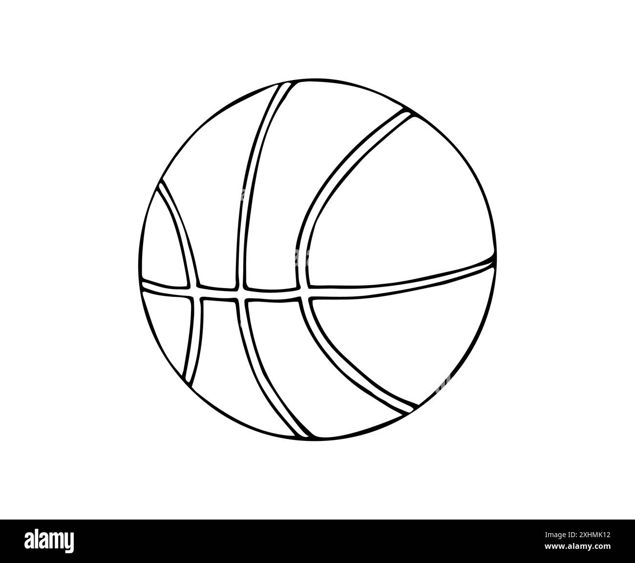 Ballon de basket-ball. Illustration dessinée à la main sur fond blanc. Icône simple de basket-ball en cuir. Illustration de Vecteur