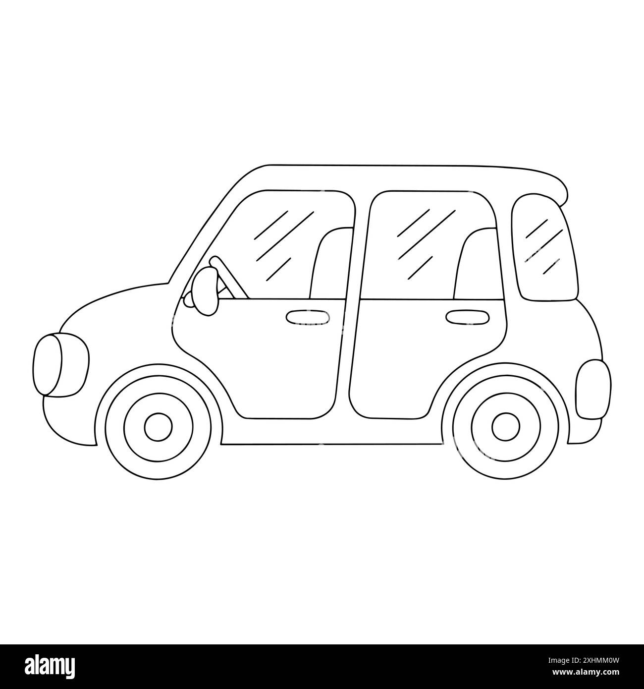 Page de livre de coloriage pour les enfants. Belle voiture. Style dessin animé. Illustration vectorielle isolée sur fond blanc. Illustration de Vecteur