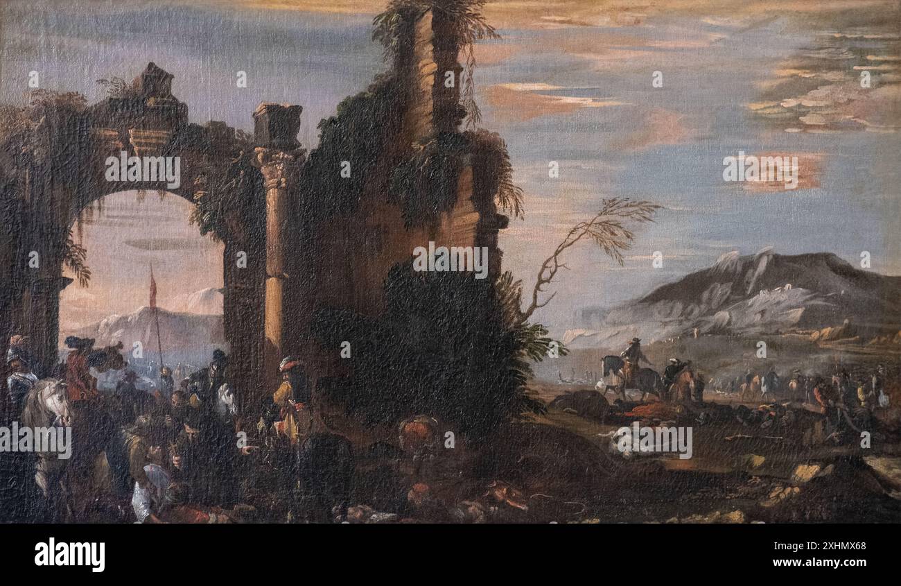CA' Rezzonico - Capriccio con arco - Luca Carlevarijs Banque D'Images