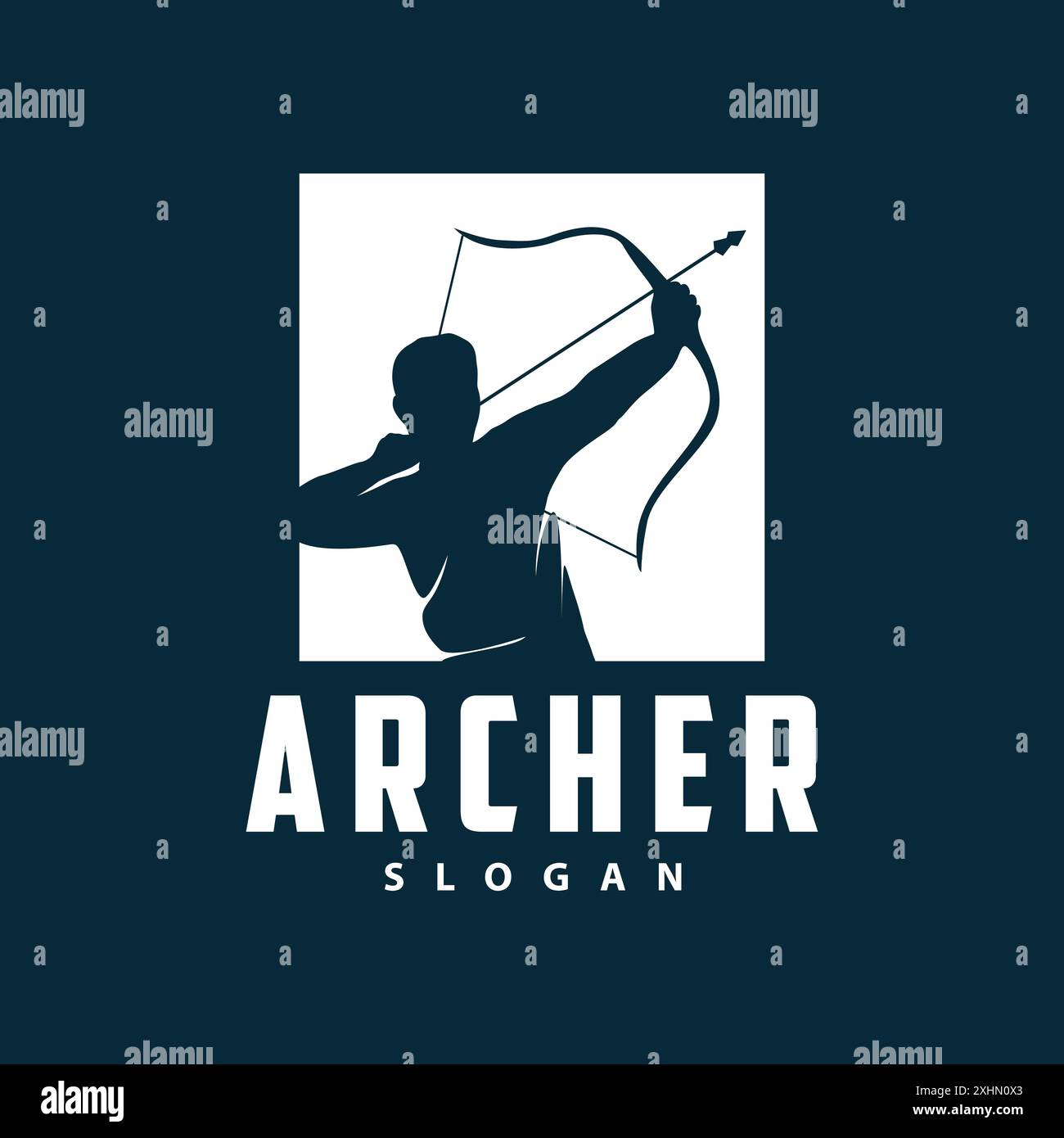 Archer logo vecteur silhouette guerrier de tir à l'arc simple conception arc et illustration de modèle de flèche Illustration de Vecteur