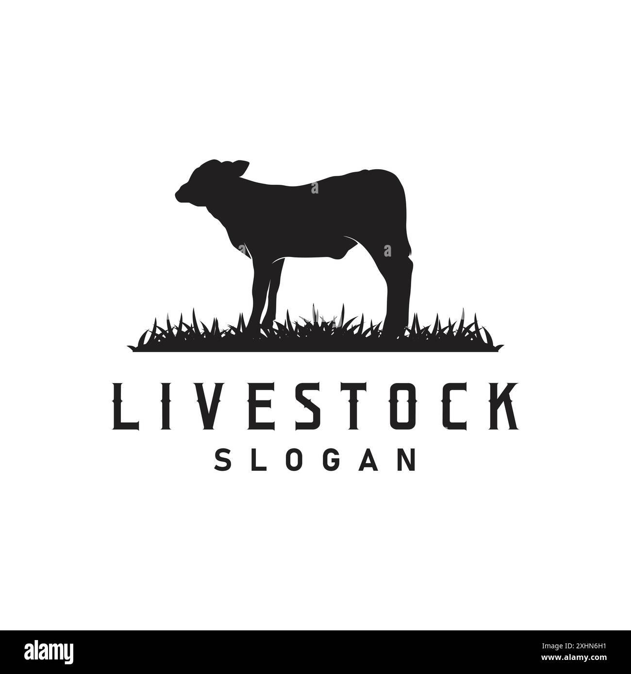 Logo d'élevage, Fram Garden Design, logo de vache badge vectoriel Longhorn Bull Cattle Vintage Label Template Illustration de Vecteur