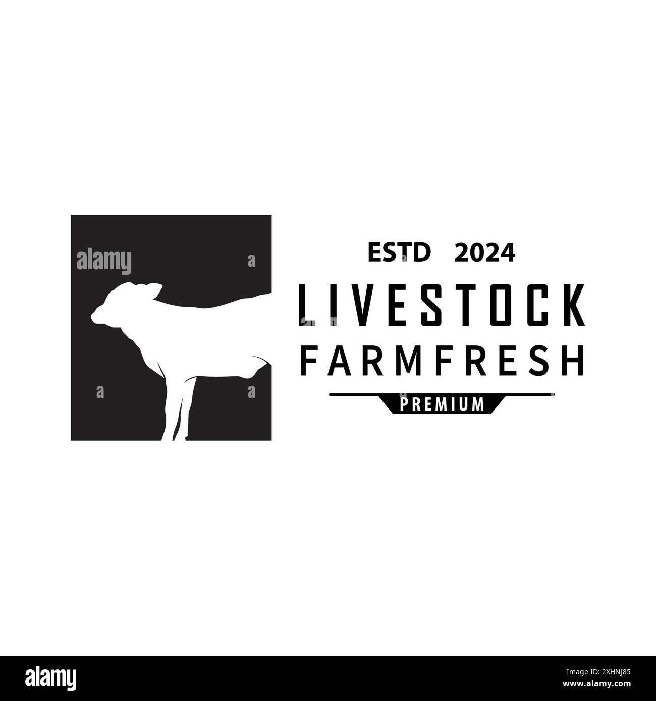 Logo d'élevage, Fram Garden Design, logo de vache badge vectoriel Longhorn Bull Cattle Vintage Label Template Illustration de Vecteur