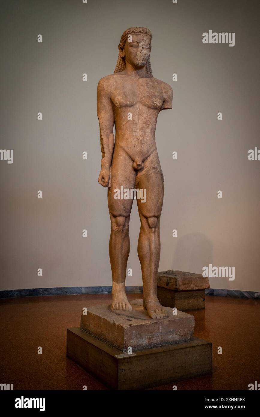 Statue de Kouros, période archaïque, 6000BC, Musée archéologique national, Athènes, Grèce Banque D'Images