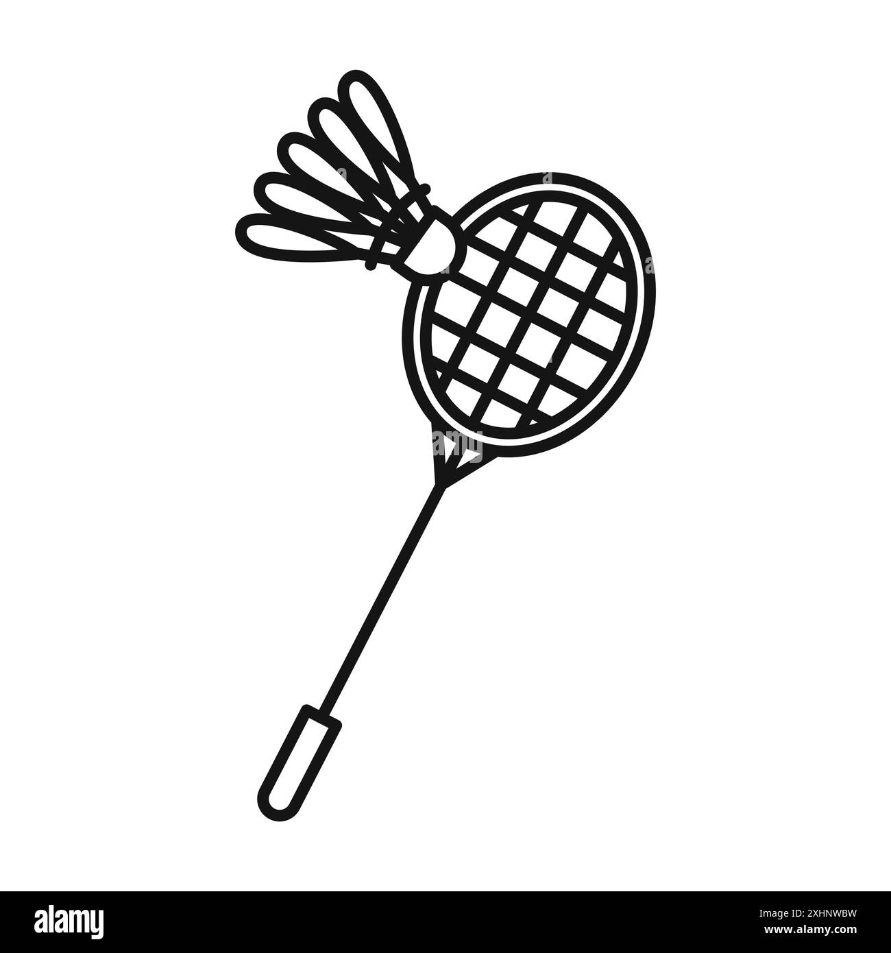 Icône de badminton vecteur d'art de ligne noire dans le signe de collection d'ensemble de contour noir et blanc Illustration de Vecteur