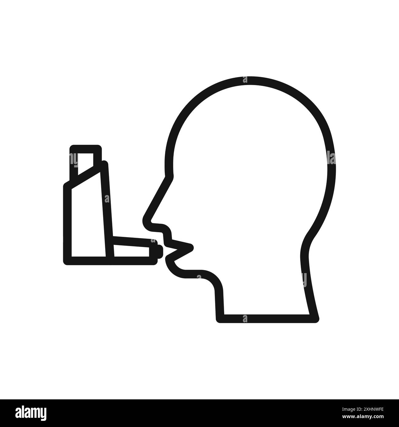 Icône d'asthme vecteur d'art de ligne noire dans le signe de collection d'ensemble de contour noir et blanc Illustration de Vecteur