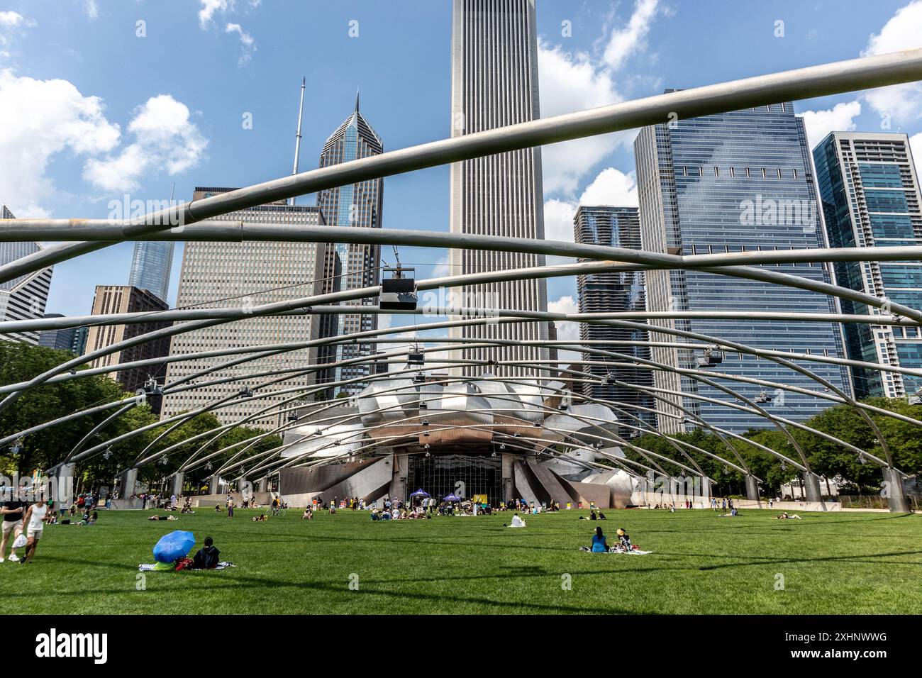 Le pavillon Jay Pritzker un jour d'été à Chicago, Illinois Banque D'Images