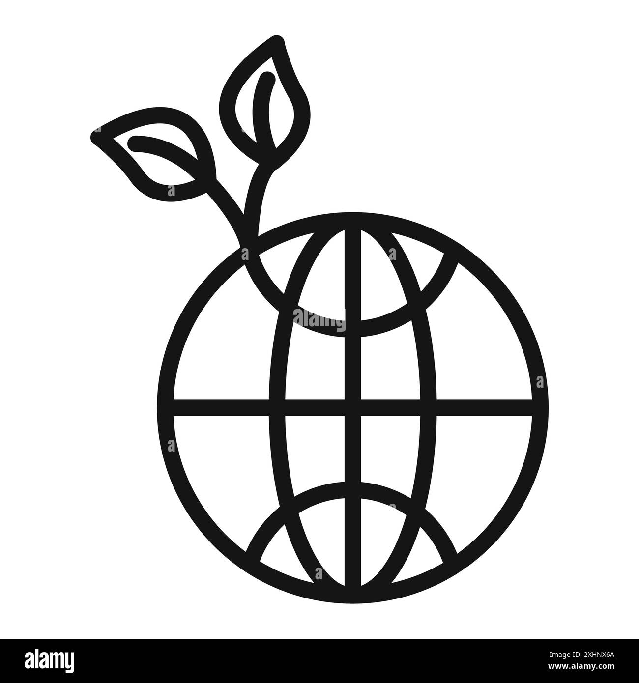 Icône de l'environnement de la terre vecteur d'art de ligne noire en noir et blanc contour set signe de collection Illustration de Vecteur