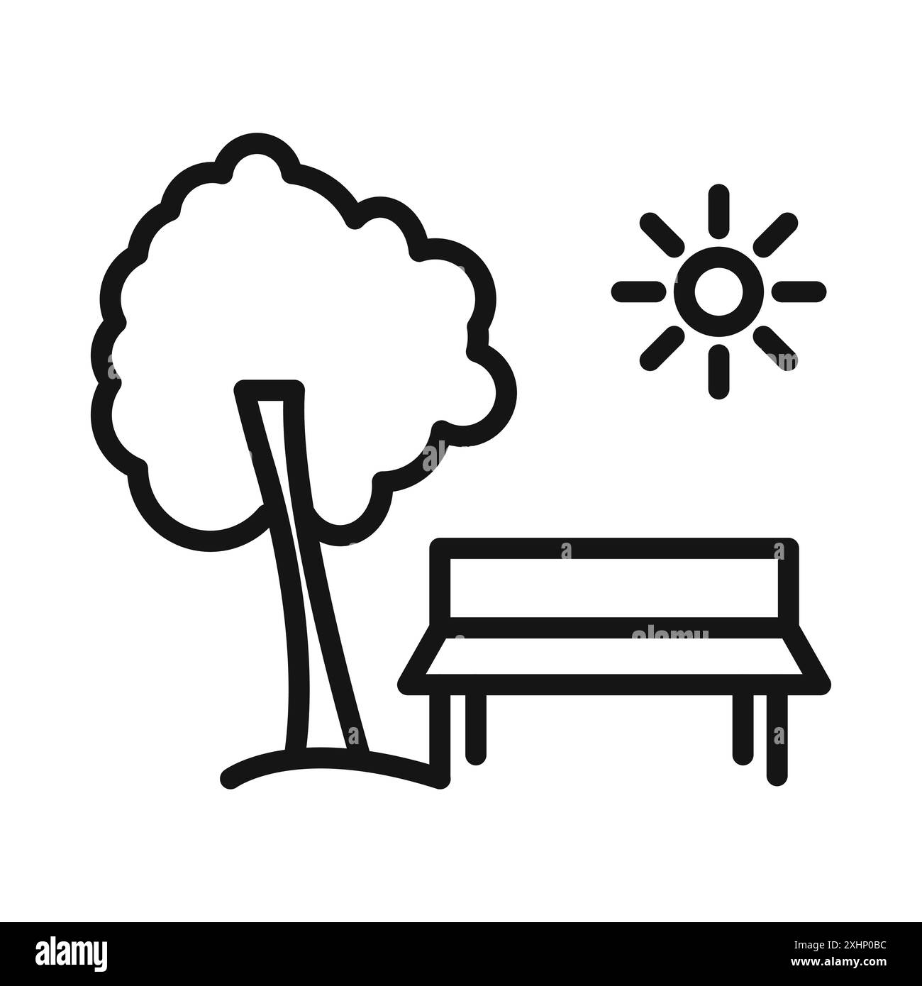 Park Icon Black Line art vector en noir et blanc contour set signe de collection Illustration de Vecteur