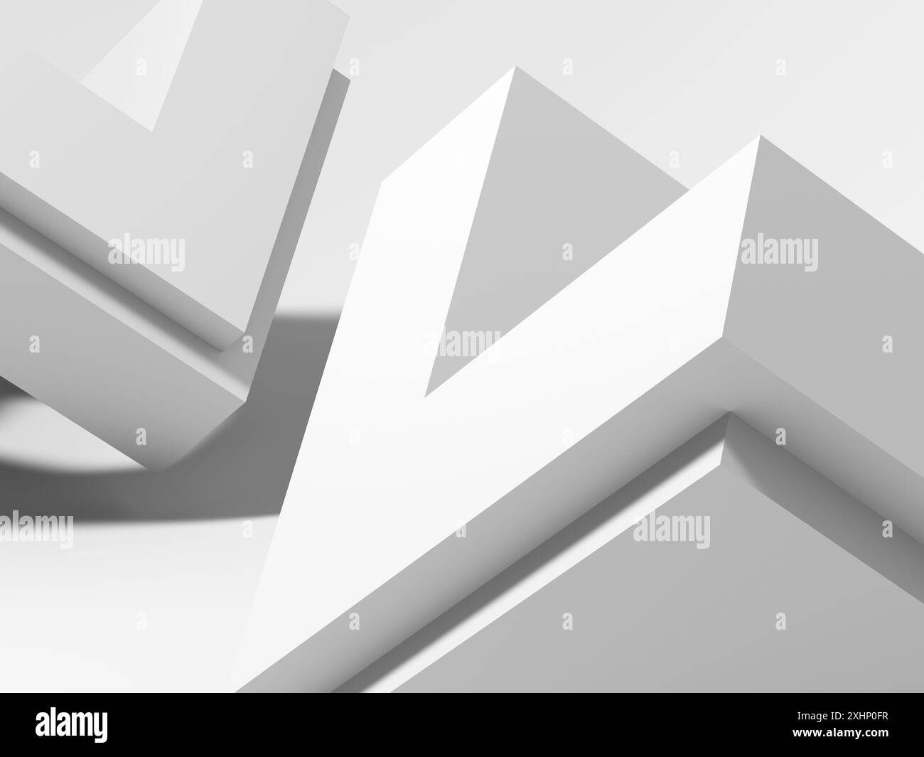 Installation géométrique blanche abstraite low-poly. Arrière-plan graphique numérique. illustration de rendu 3d. Banque D'Images