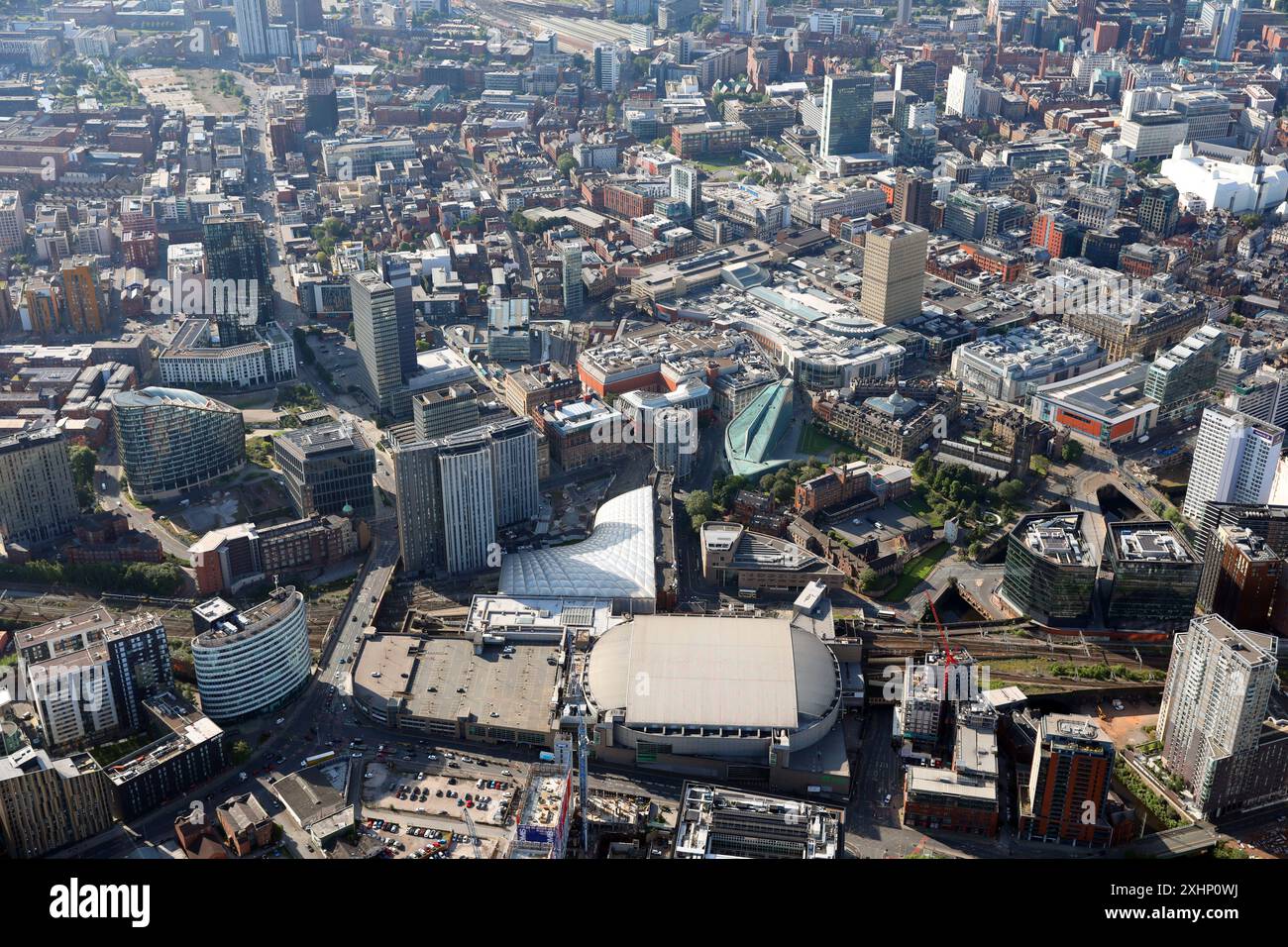 Vue aérienne du centre-ville de Manchester Banque D'Images