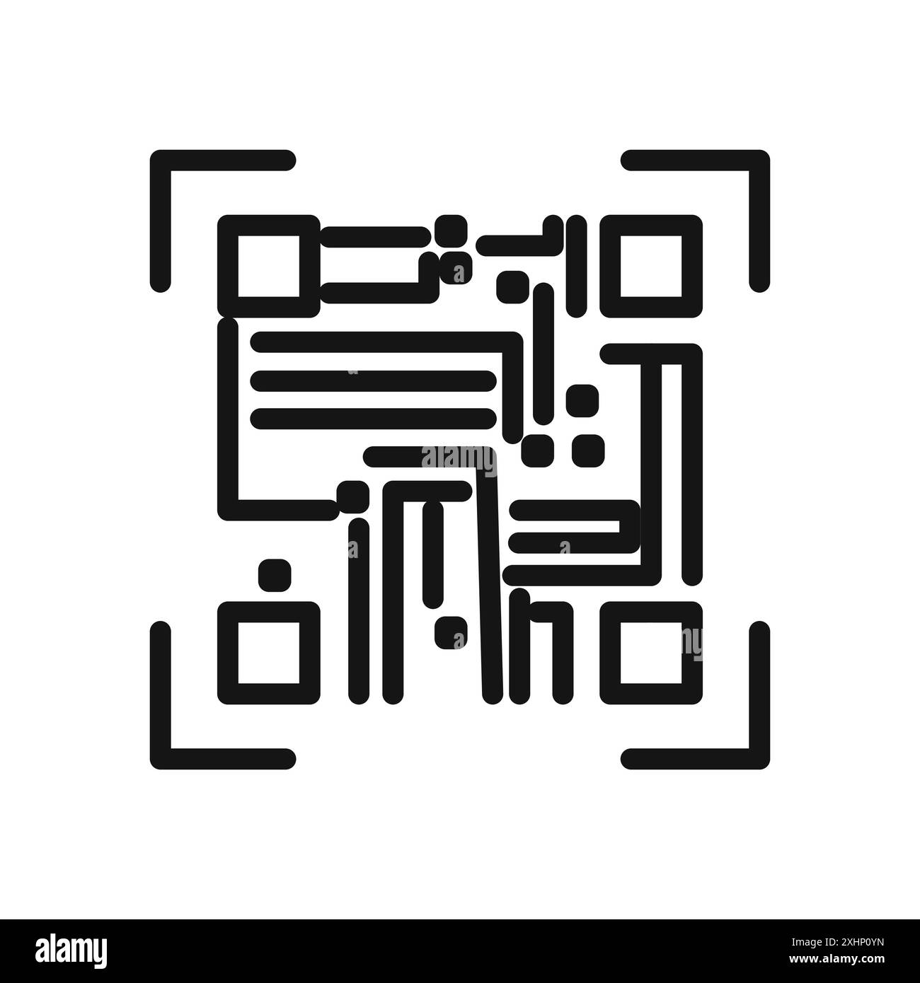 Icône de numérisation de code QR vecteur d'art de ligne noir dans le signe de collection d'ensemble de contour noir et blanc Illustration de Vecteur