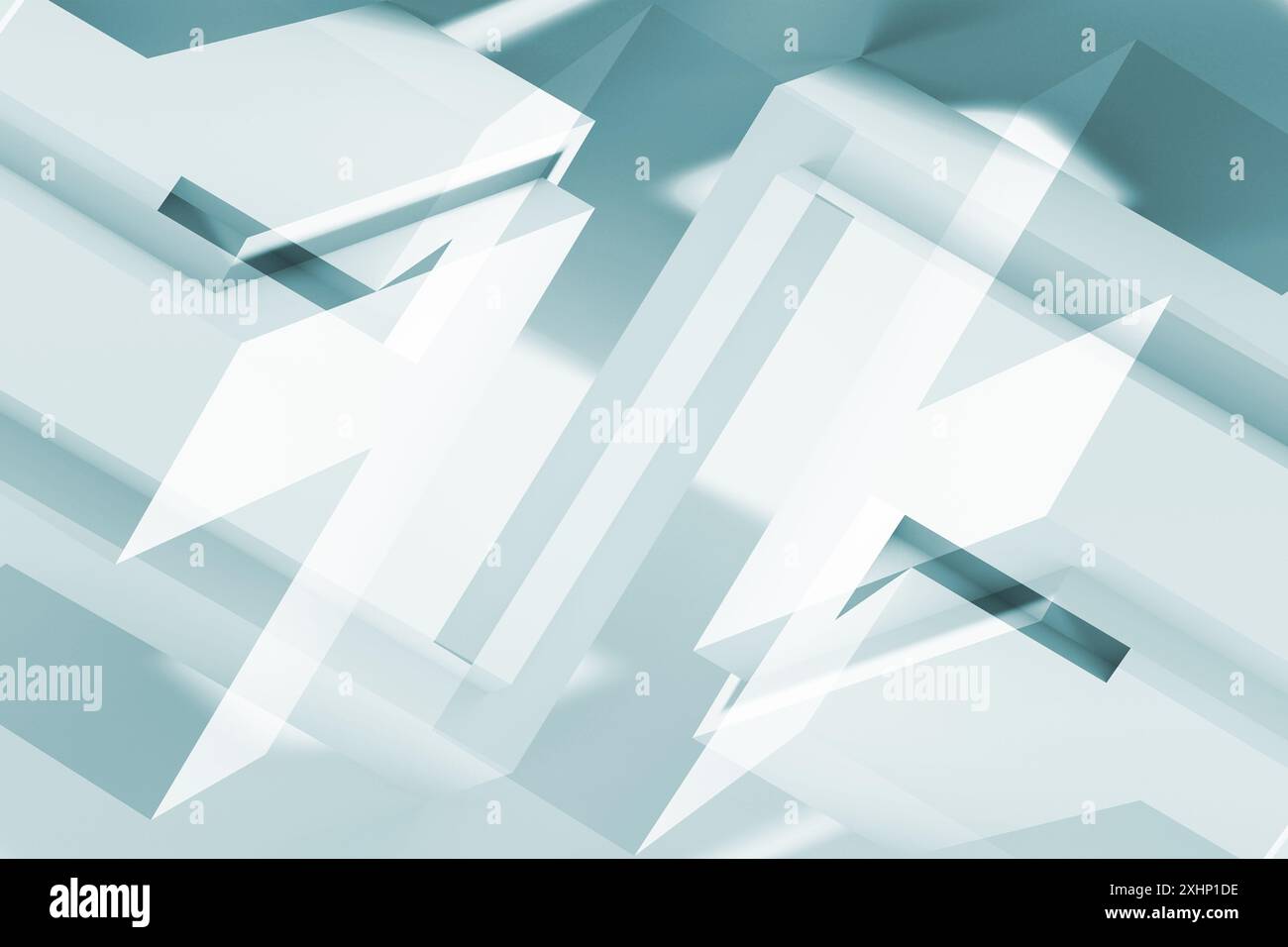 Fond monochrome bleu clair abstrait, motif poly bas, illustration graphique numérique avec effet de double exposition. rendu 3d. Banque D'Images