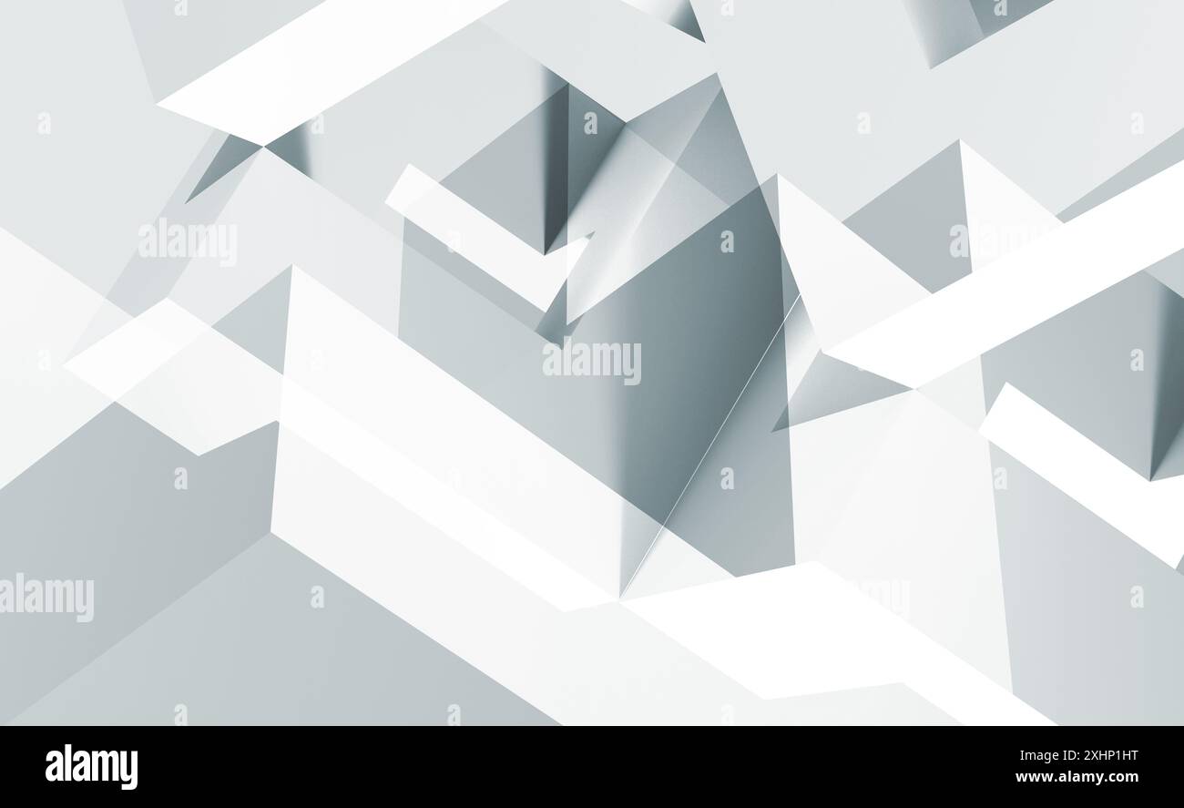 Fond monochrome abstrait, modèle low poly, illustration graphique numérique avec effet de double exposition. rendu 3d. Banque D'Images