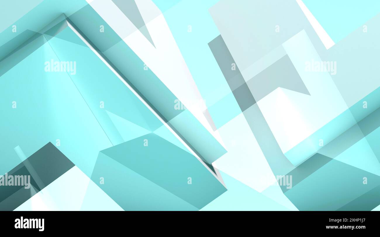 Fond blanc bleu abstrait avec motif géométrique poly bas, illustration graphique numérique avec effet de double exposition. rendu 3d. Banque D'Images