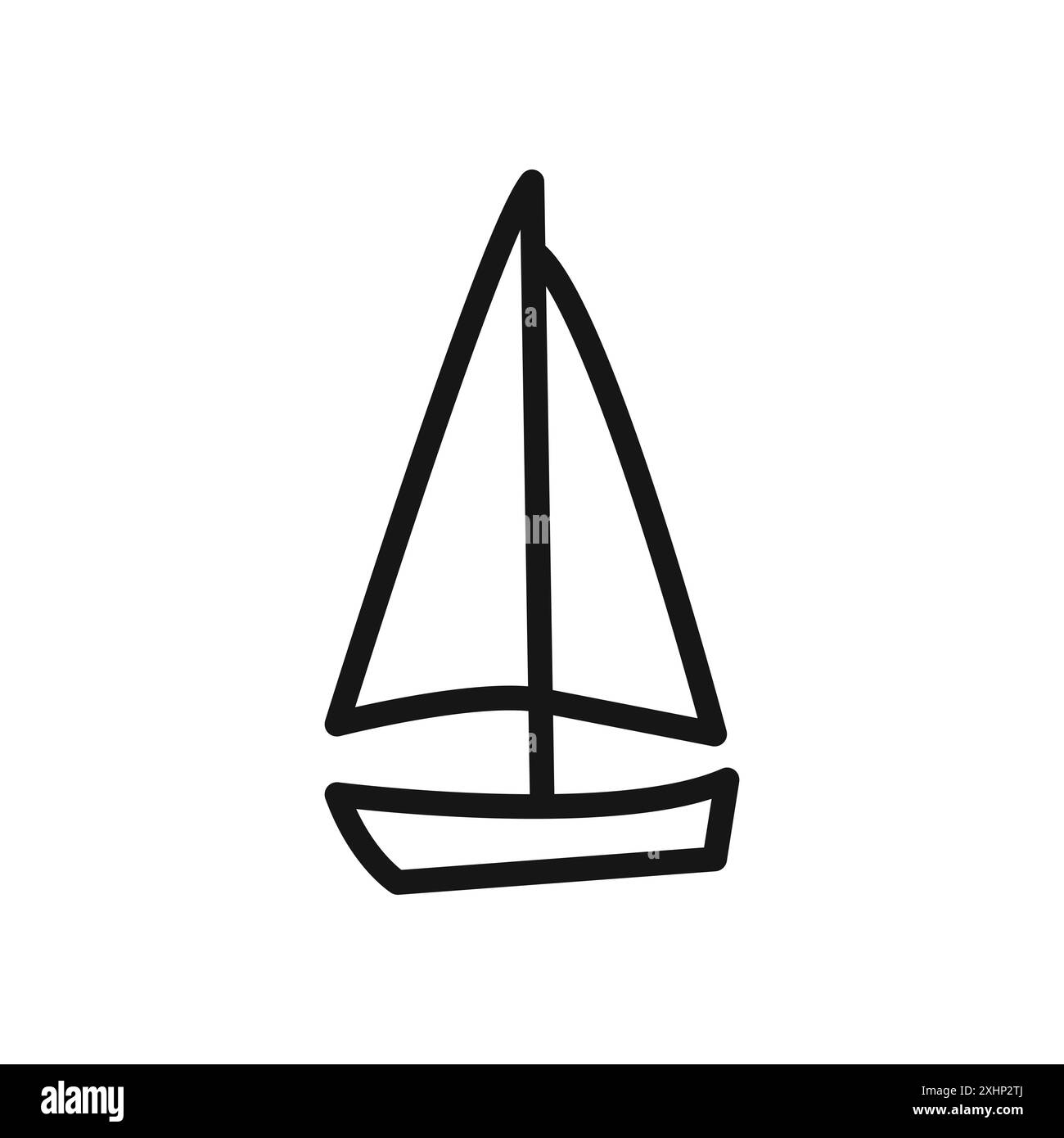 Icône de voilier vecteur d'art de ligne noire en noir et blanc contour set signe de collection Illustration de Vecteur
