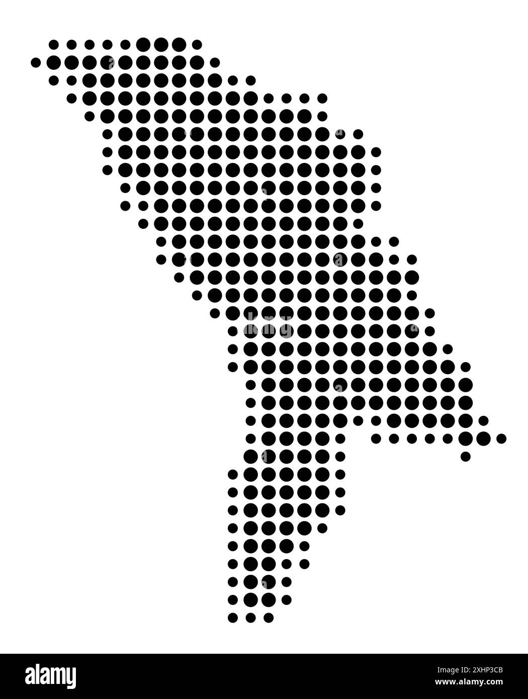 Carte abstraite de la Moldavie montrant la région du pays avec un motif de cercles noirs Illustration de Vecteur