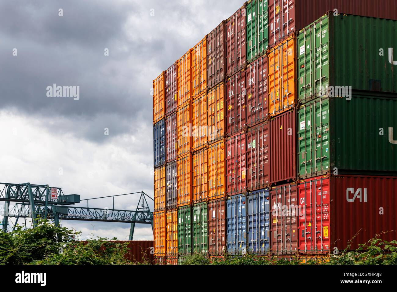 Le terminal à conteneurs Molenkopf du port rhénan dans le district de Niehl, Cologne, Allemagne. Der Container-terminal Molenkopf im Niehler Hafen, Ko Banque D'Images