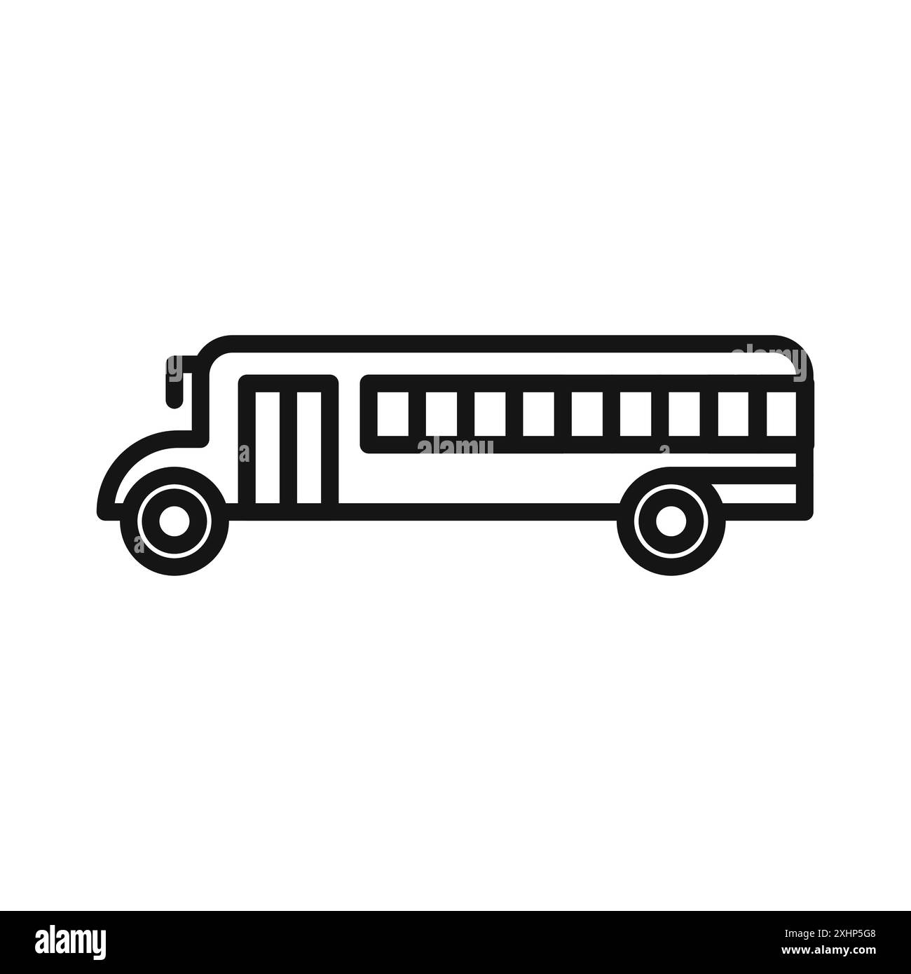Icône de bus scolaire vecteur d'art de ligne noire en noir et blanc contour set signe de collection Illustration de Vecteur