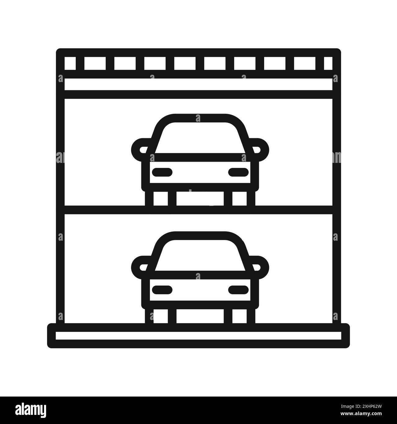 Icône de stationnement à plusieurs étages vecteur d'art de ligne noire en noir et blanc de set de collection de contour Illustration de Vecteur