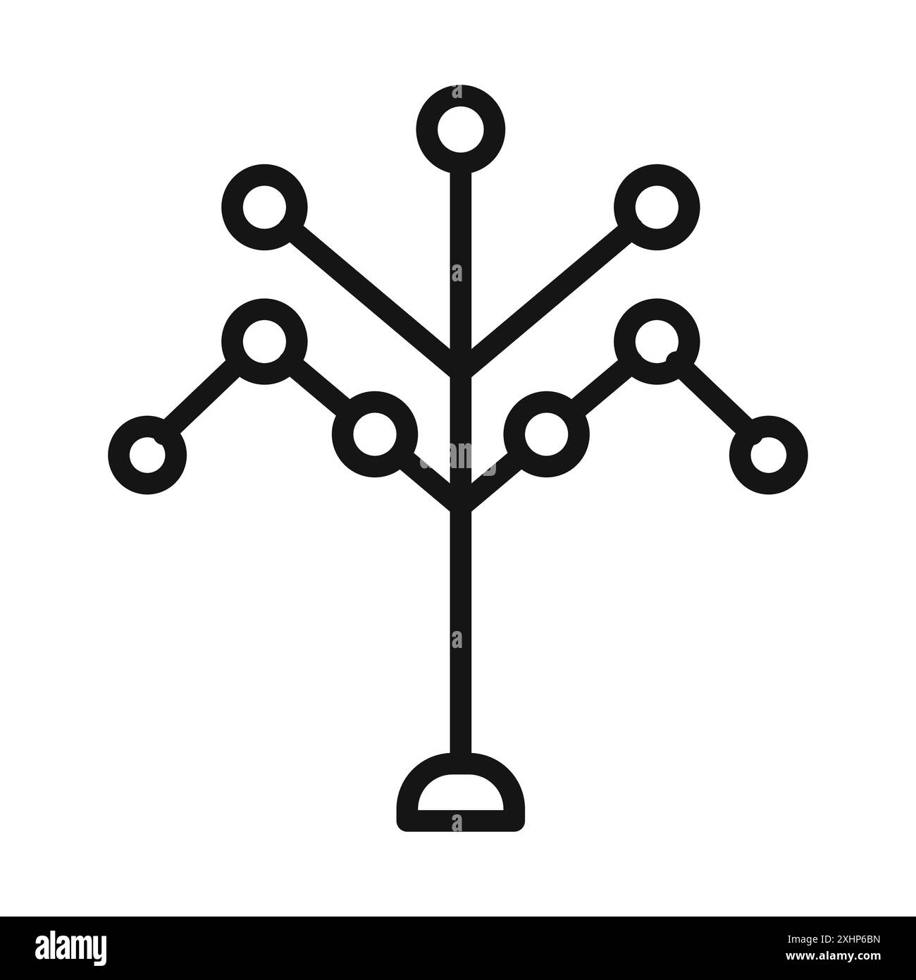 Icône d'arbre phylogénétique vecteur d'art de ligne noire dans le signe de collection d'ensemble de contour noir et blanc Illustration de Vecteur