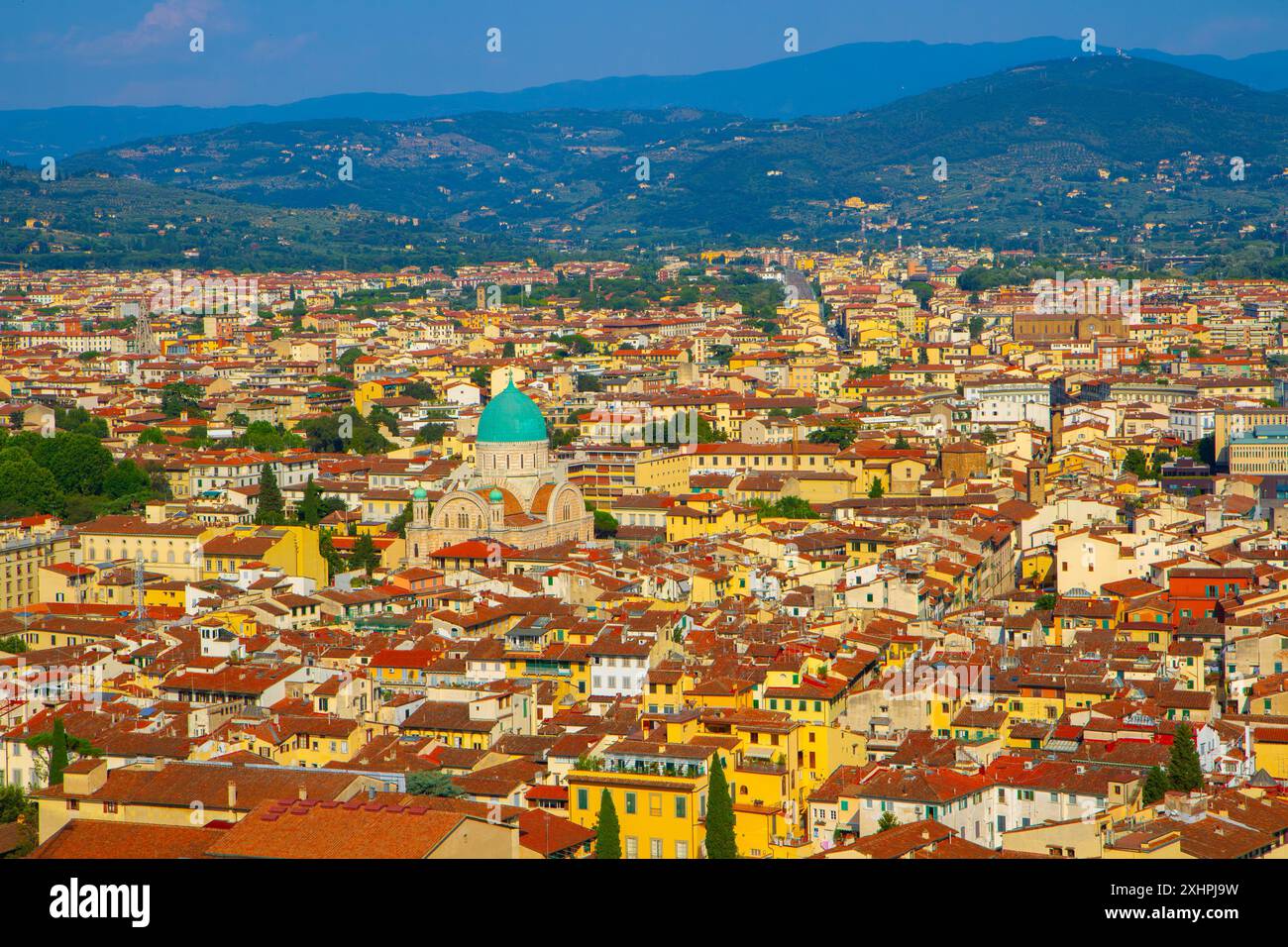 Vue aérienne de Florence depuis le dôme Brunelleschi de la cathédrale de Florence. Florence, Toscane, Italie. Banque D'Images