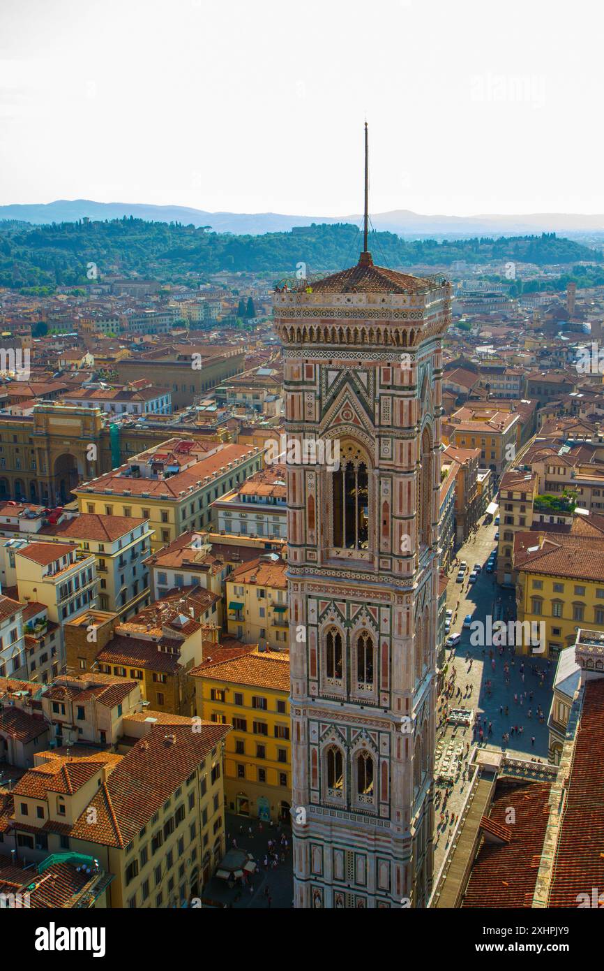 Vue aérienne de Florence depuis le dôme Brunelleschi de la cathédrale de Florence. Florence, Toscane, Italie. Banque D'Images