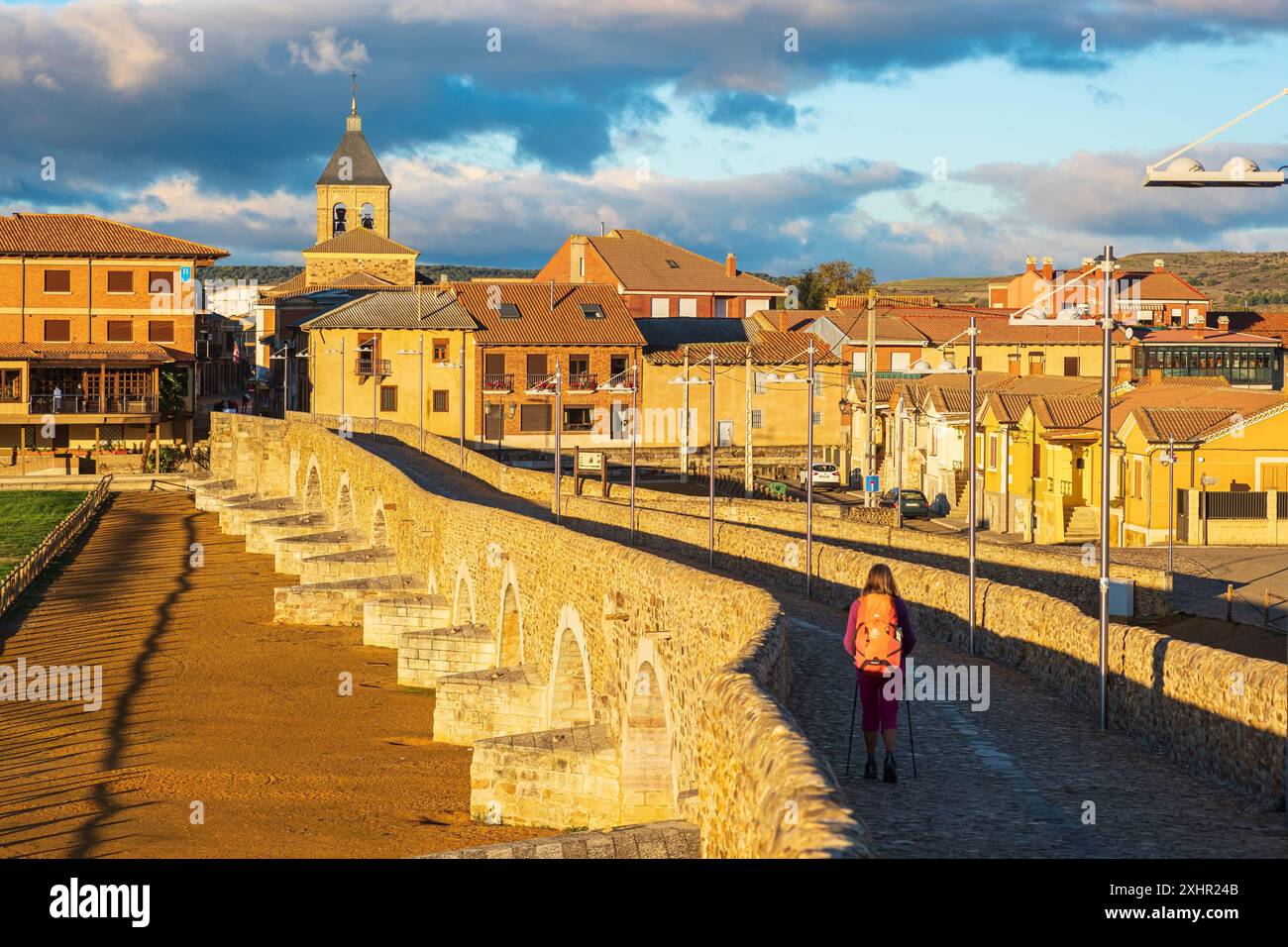 Espagne, Castille-et-León, Hôpital de Orbigo, randonnée sur le Camino Francés, route espagnole du pèlerinage à Saint-Jacques-de-Compostelle, classée à l'UNESCO Banque D'Images