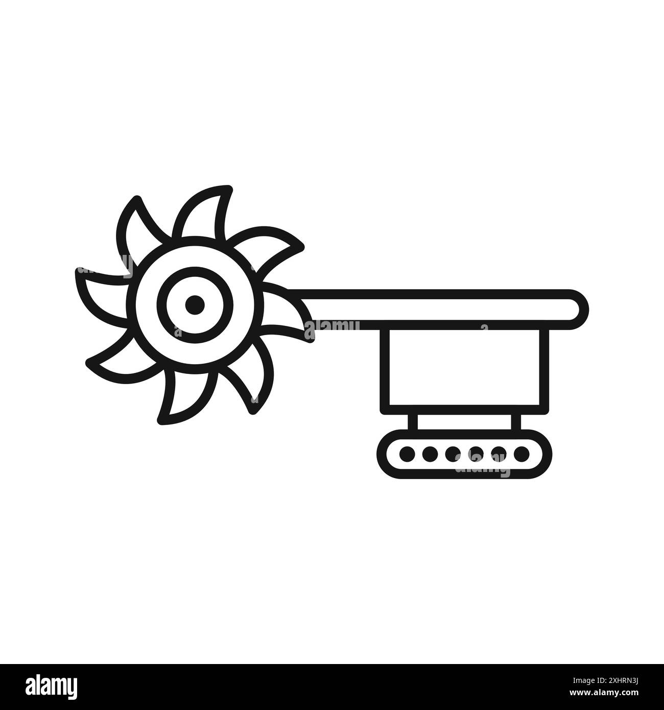 Icône d'excavatrice de roue de godet vecteur d'art de ligne noire en noir et blanc contour set signe de collection Illustration de Vecteur