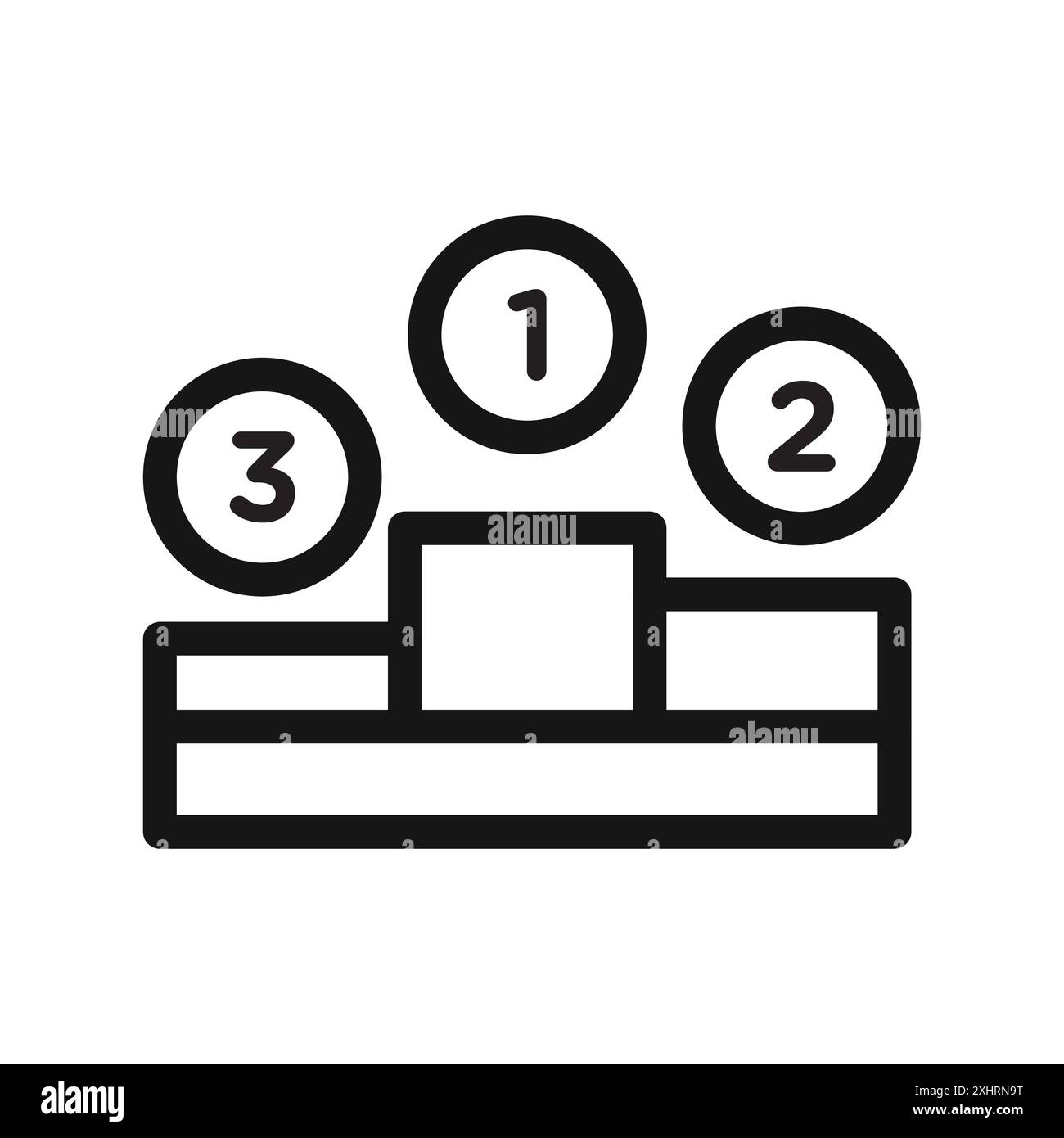 Champion podium icône vecteur d'art de ligne noire en noir et blanc contour set signe de collection Illustration de Vecteur