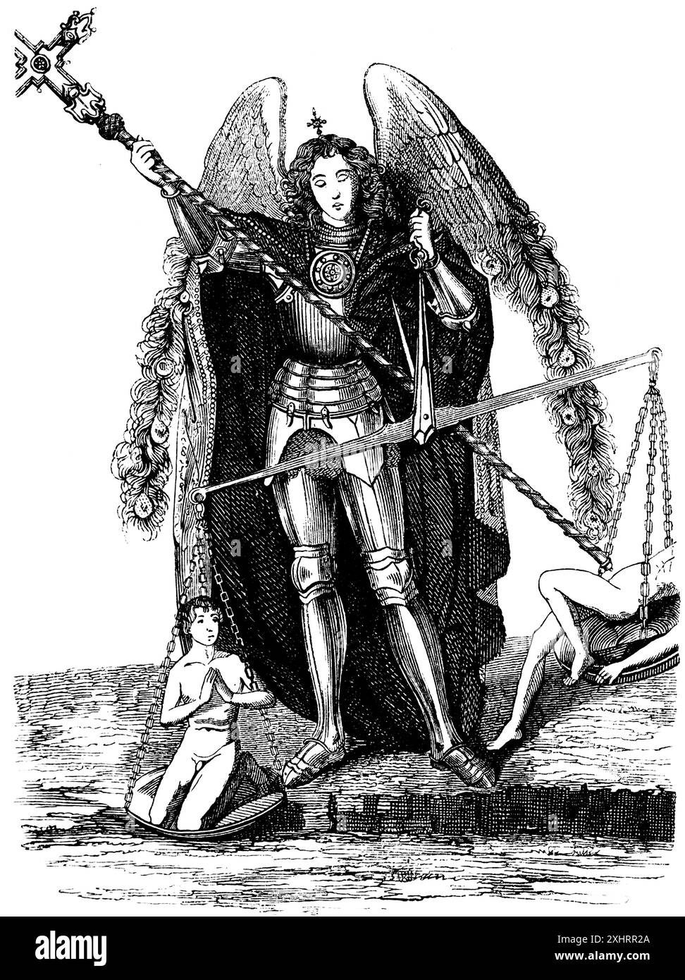 Archange Michael, du retable de Gdansk, le jugement du monde, armure, armure, écailles d'âme, ailes, conquérant de Satan, Gdansk, Pologne Banque D'Images