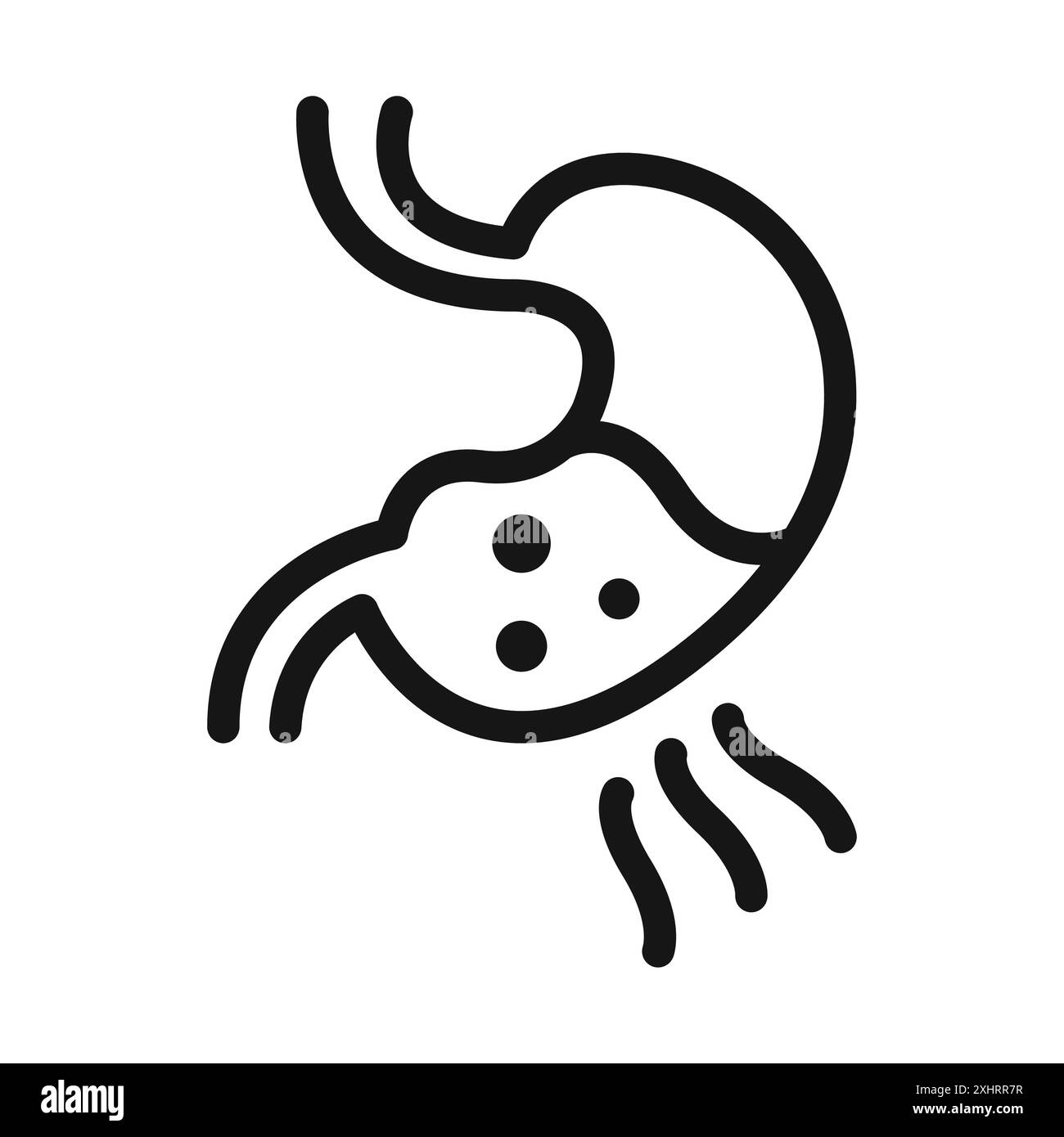 Icône d'indigestion vecteur d'art de ligne noire dans le signe de collection d'ensemble de contour noir et blanc Illustration de Vecteur