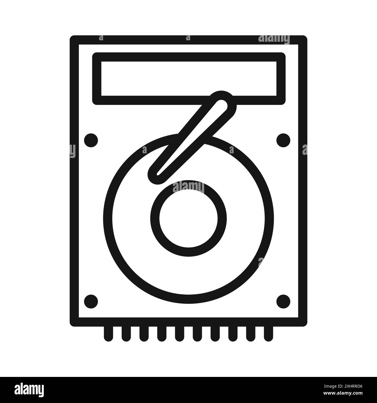 Icône de disque dur vecteur d'art de ligne noir en noir et blanc contour set signe de collection Illustration de Vecteur